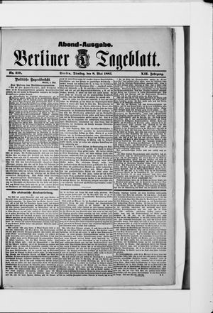 Berliner Tageblatt und Handels-Zeitung on May 8, 1883