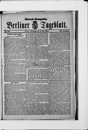 Berliner Tageblatt und Handels-Zeitung on May 12, 1883