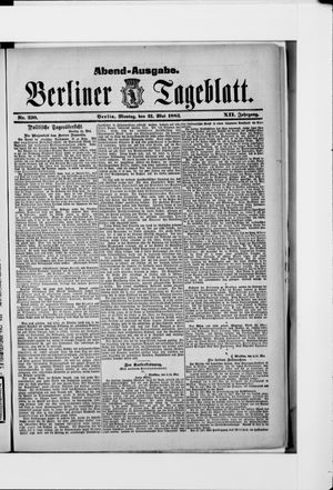 Berliner Tageblatt und Handels-Zeitung on May 21, 1883