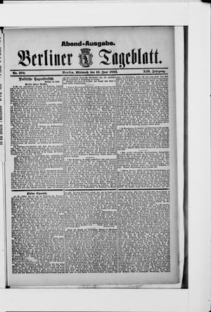 Berliner Tageblatt und Handels-Zeitung vom 13.06.1883