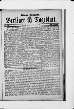 Berliner Tageblatt und Handels-Zeitung vom 15.06.1883