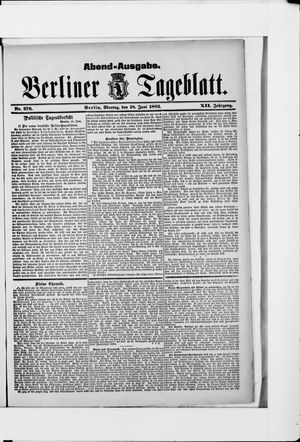 Berliner Tageblatt und Handels-Zeitung vom 18.06.1883