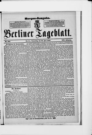 Berliner Tageblatt und Handels-Zeitung vom 21.06.1883