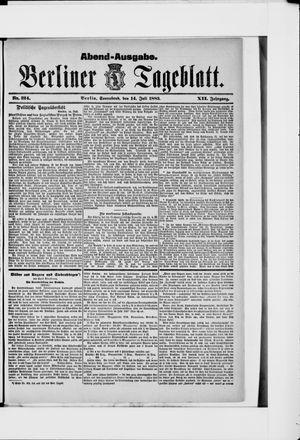 Berliner Tageblatt und Handels-Zeitung vom 14.07.1883