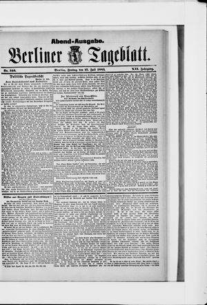 Berliner Tageblatt und Handels-Zeitung vom 27.07.1883