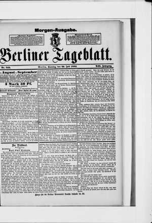 Berliner Tageblatt und Handels-Zeitung vom 29.07.1883