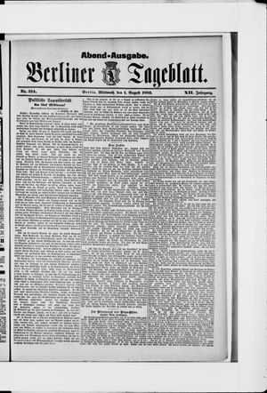 Berliner Tageblatt und Handels-Zeitung vom 01.08.1883