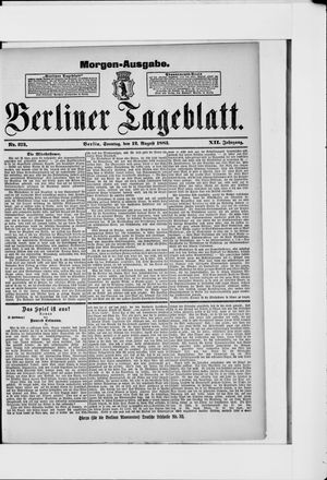 Berliner Tageblatt und Handels-Zeitung vom 12.08.1883