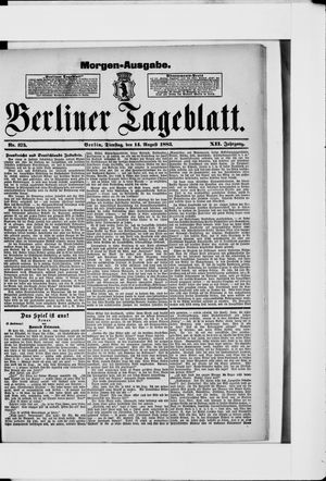 Berliner Tageblatt und Handels-Zeitung vom 14.08.1883