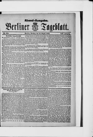 Berliner Tageblatt und Handels-Zeitung vom 14.08.1883