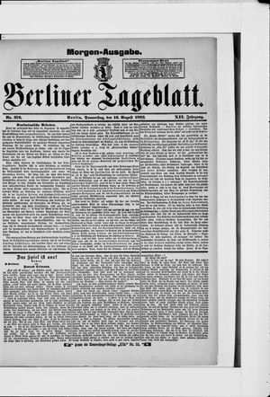 Berliner Tageblatt und Handels-Zeitung on Aug 16, 1883