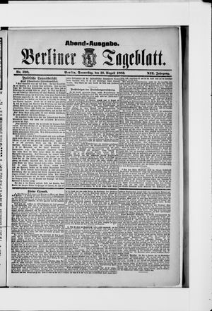 Berliner Tageblatt und Handels-Zeitung on Aug 16, 1883