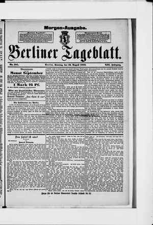 Berliner Tageblatt und Handels-Zeitung vom 19.08.1883