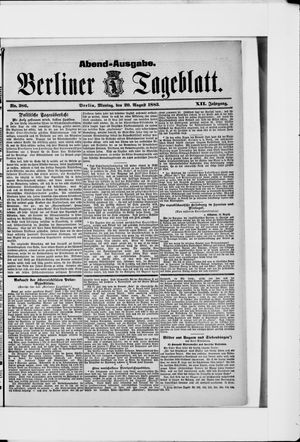 Berliner Tageblatt und Handels-Zeitung vom 20.08.1883