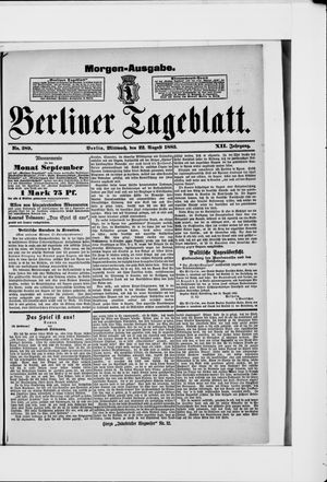 Berliner Tageblatt und Handels-Zeitung vom 22.08.1883