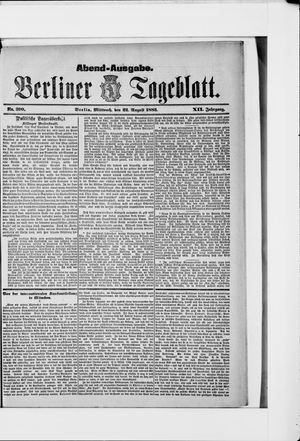 Berliner Tageblatt und Handels-Zeitung vom 22.08.1883