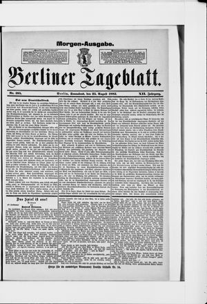 Berliner Tageblatt und Handels-Zeitung vom 25.08.1883