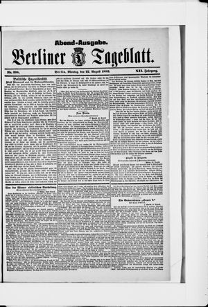 Berliner Tageblatt und Handels-Zeitung vom 27.08.1883