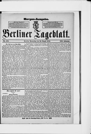 Berliner Tageblatt und Handels-Zeitung vom 30.08.1883