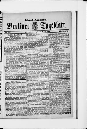 Berliner Tageblatt und Handels-Zeitung vom 30.08.1883