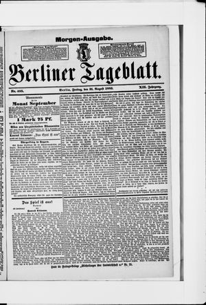 Berliner Tageblatt und Handels-Zeitung vom 31.08.1883