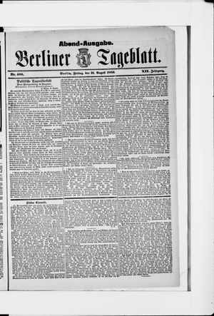 Berliner Tageblatt und Handels-Zeitung vom 31.08.1883