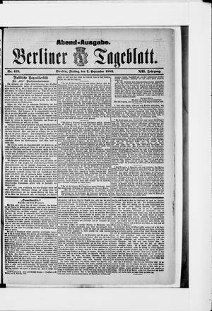 Berliner Tageblatt und Handels-Zeitung vom 07.09.1883
