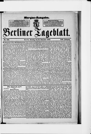 Berliner Tageblatt und Handels-Zeitung vom 11.09.1883