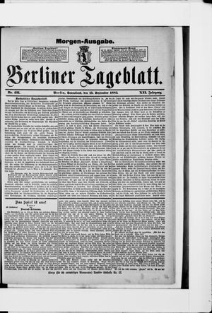 Berliner Tageblatt und Handels-Zeitung vom 15.09.1883