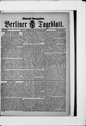 Berliner Tageblatt und Handels-Zeitung vom 19.09.1883