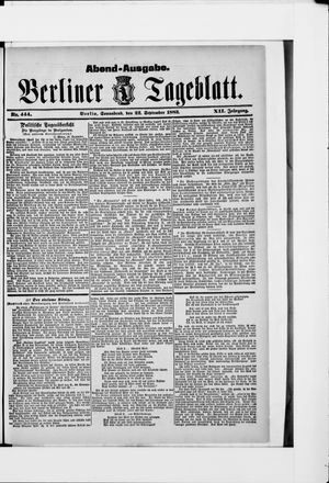 Berliner Tageblatt und Handels-Zeitung vom 22.09.1883