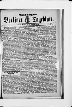 Berliner Tageblatt und Handels-Zeitung vom 25.09.1883