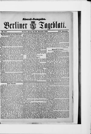 Berliner Tageblatt und Handels-Zeitung on Sep 28, 1883