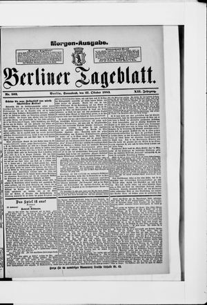 Berliner Tageblatt und Handels-Zeitung vom 27.10.1883