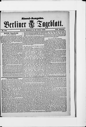 Berliner Tageblatt und Handels-Zeitung vom 27.10.1883