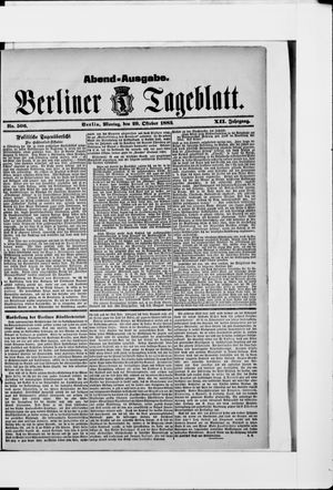 Berliner Tageblatt und Handels-Zeitung vom 29.10.1883