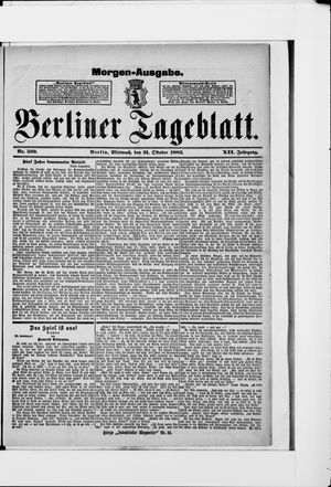 Berliner Tageblatt und Handels-Zeitung vom 31.10.1883