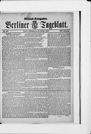 Berliner Tageblatt und Handels-Zeitung vom 31.10.1883