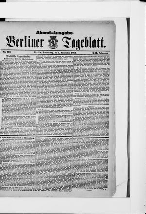 Berliner Tageblatt und Handels-Zeitung vom 01.11.1883