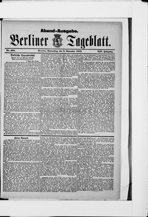 Berliner Tageblatt und Handels-Zeitung on Nov 8, 1883