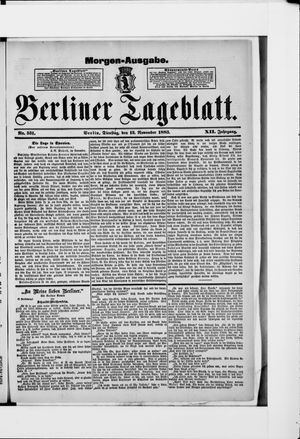 Berliner Tageblatt und Handels-Zeitung vom 13.11.1883