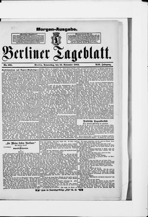 Berliner Tageblatt und Handels-Zeitung vom 15.11.1883