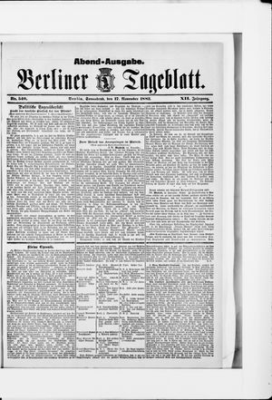 Berliner Tageblatt und Handels-Zeitung vom 17.11.1883