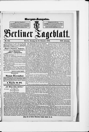 Berliner Tageblatt und Handels-Zeitung vom 18.11.1883