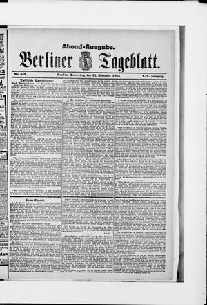 Berliner Tageblatt und Handels-Zeitung vom 22.11.1883