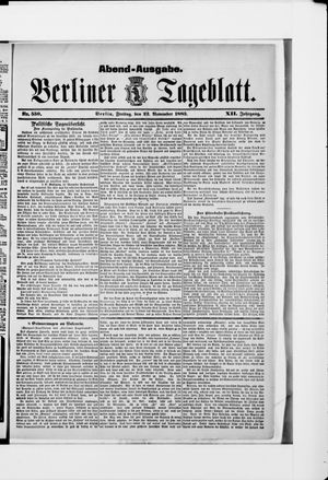 Berliner Tageblatt und Handels-Zeitung vom 23.11.1883