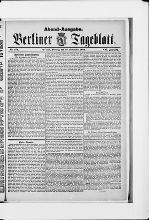 Berliner Tageblatt und Handels-Zeitung vom 26.11.1883