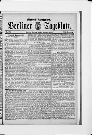 Berliner Tageblatt und Handels-Zeitung vom 27.11.1883