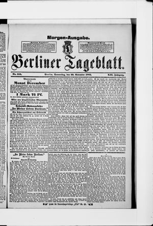 Berliner Tageblatt und Handels-Zeitung on Nov 29, 1883