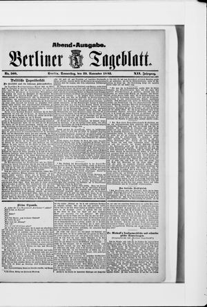 Berliner Tageblatt und Handels-Zeitung vom 29.11.1883